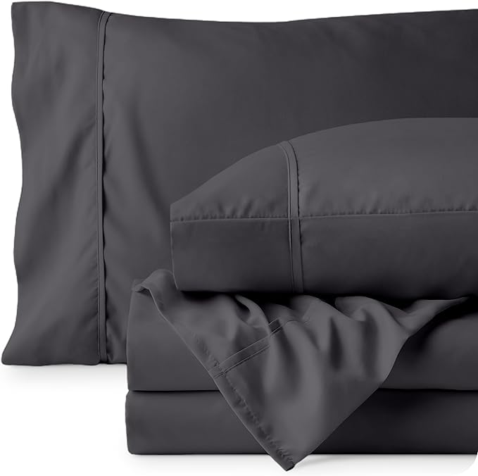 Bare Home Full Sheet Set - 1800 Ultra-Soft Microfiber Full Bed Sheets - Double Brushed - Deep Pockets - Easy Fit - 4 Piece Set - Bedding Sheets & Pillowcases (Full, Forged Iron Grey)