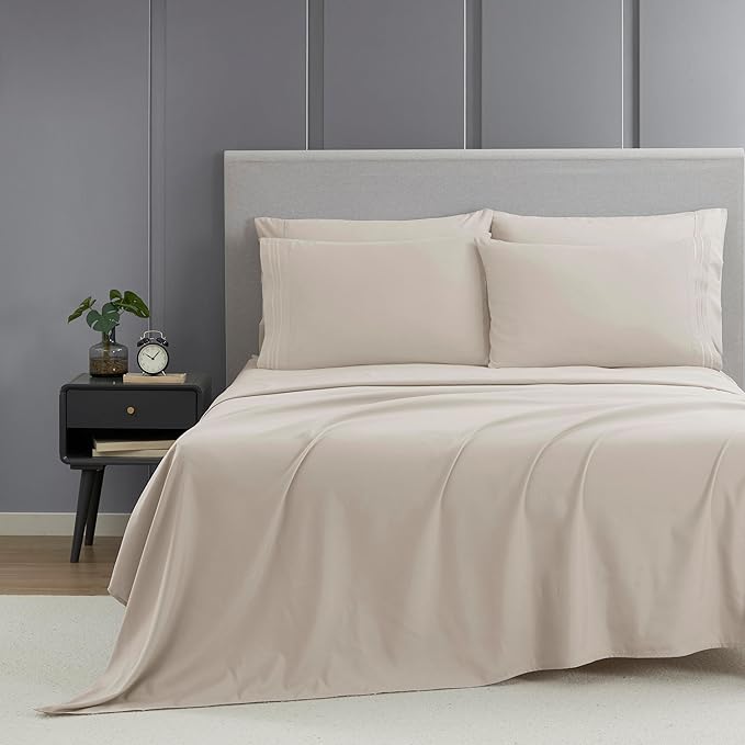 Clara Clark Cal King Sheets - Hotel Luxury 6 Piece Bed Sheets for Cal King Size Bed - Soft Bedding Sheets & Pillowcases, Fits Mattress up to 16 inch deep. California King, Linen
