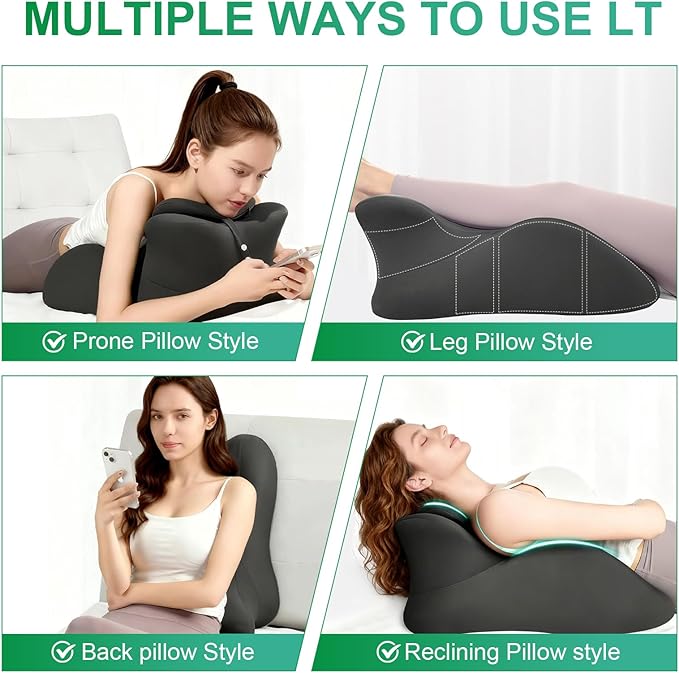 Large Size Memory Foam Ergonomic Pillow – Prone Support Orthopedic Firm Pillow for Sleeping, Reading & Back Relief with Removable Cover Body Pillow Suppurt Weights Over 260 Pounds