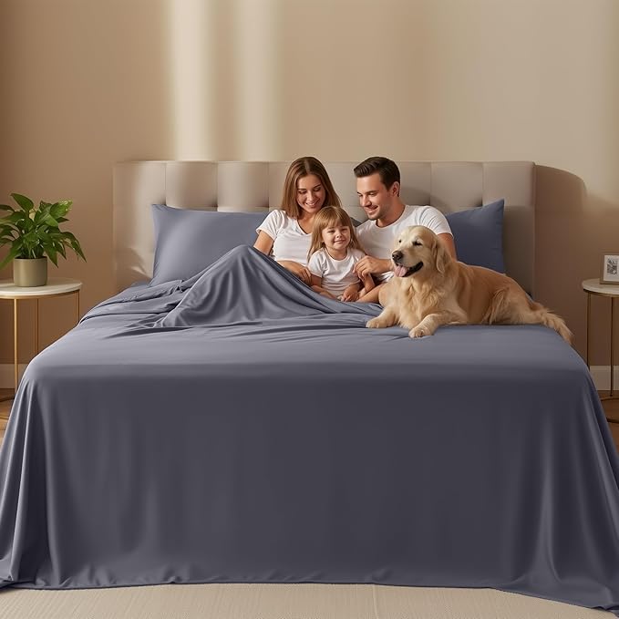 Utopia Bedding California King Size Sheet Set – 4 Piece Bed Sheets, Soft and Breathable Microfiber, Includes 1 Fitted Sheet, 1 Flat Sheet and 2 Pillowcases – Oeko Tex (Grey)