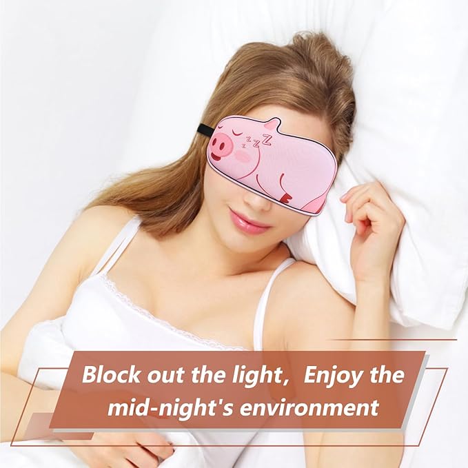 Cute Piggy Sleeping Mask Eye Mask Funny Animal 3D Contoured Sleep Mask Soft Breathable Blindfold Travel Eye Cover Eyeshade for Kids Adults Girls Boys Women Men (Piggy, Pink)