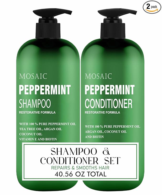 Peppermint Oil Shampoo and Conditioner Set for Hair Growth and Thickening - For Thinning Hair and Hair Loss Treatments for Women & Men, Sulfate Free, 20.2 FL Oz Each