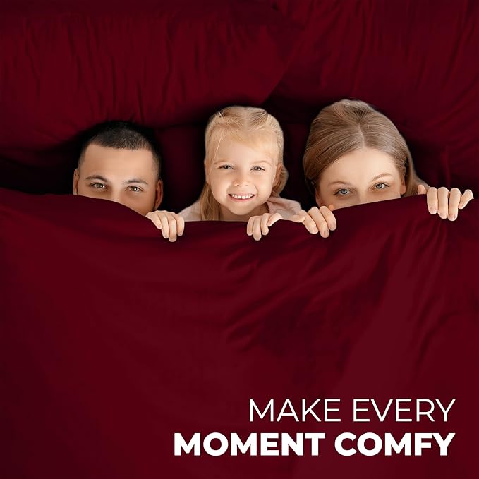 ROYALE LINENS 3 Piece Twin XL Sheets Set - Soft Brushed 1800 Microfiber Bedding - 1 Fitted, 1 Flat Sheet, 1 Pillow case - Wrinkle Free & Fade Resistant - Hotel Luxury Bed Sheets (Burgundy, Twin XL)