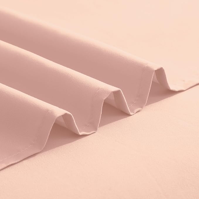 Elegant Comfort Luxurious 1500 Premium Hotel Quality Microfiber Three Line Embroidered Softest 4-Piece Bed Sheet Set, Wrinkle and Fade Resistant, Queen, Blush Pink