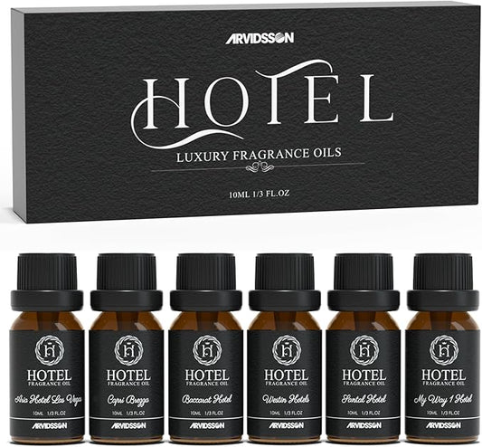 ARVIDSSON Hotel Diffuser Oil Gift Set - Inspired by 5-Star Hotel Scents - Luxury Hotel Essential Oils for Diffuser and Crafting, Hotel Collection Oil Set 6 x 10 mL, 0.34 fl oz