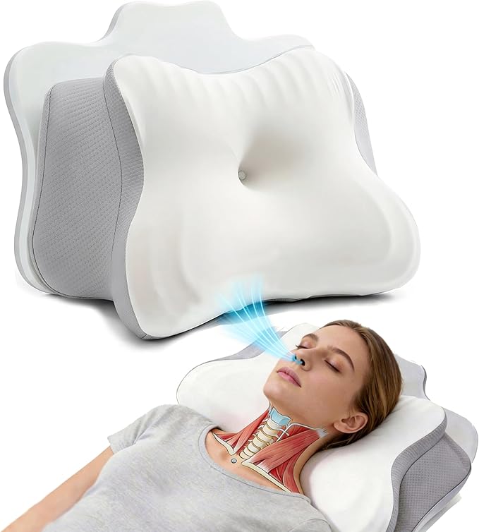 Cervical Traction Pillow for Neck Pain Relief Ergonomic Memory Foam for Side Sleepers with TMJ & Snoring Height Adjustable Orthopedic Bed Pillow for Back Sleepers Pressure Relief
