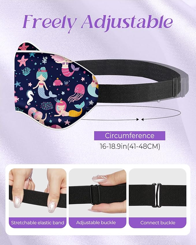 Miss Adola Sleep Mask for Kids - Cute Kawaii Cartoon Silk Sleeping Mask with Adjustable Strap Soft Smooth Light Eye Mask for Sleeping Silk Kids Eye Cover for Boys Girls Teens, BU Fish Ocean