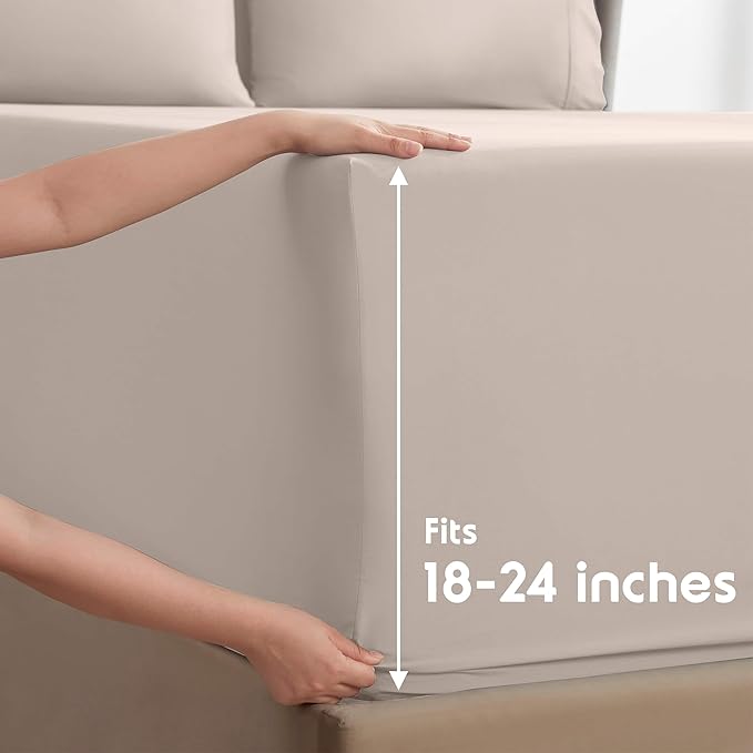 Nestl Extra Deep Full Sheet Set - 6 Piece Breathable & Cooling Sheets - Hotel Luxury Bedding Set w/18-24 Inch Deep Pockets - Easy & Secure Fit - Super Soft, Wrinkle Free & Comfy - Linen