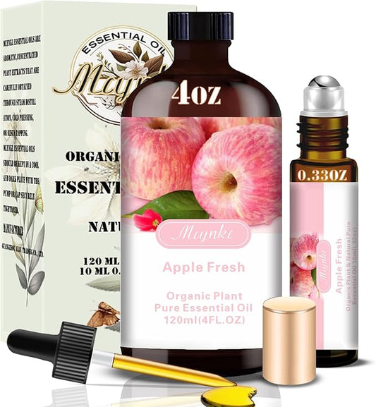 Apple Essential Oil – MLYNKL Apple Oils 4.33 fl oz for Diffusers, Humidifiers, Massage, DIY Candles, Soap, Cleaning, Home, Yoga, Office, Gifts - 130 ml