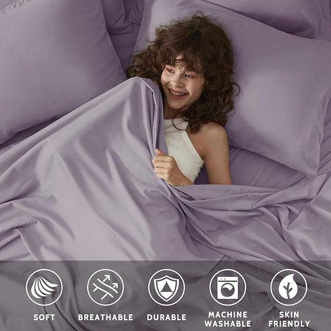 Cal King Size Sheets Set - 6 Piece Luxuriously Soft & Cooling Sheets Cal King Size - Ultra Soft 16" Deep Pocket Cal King Sheet Set - Fitted Sheet & Pillowcase Sets (Cal King Lavender)
