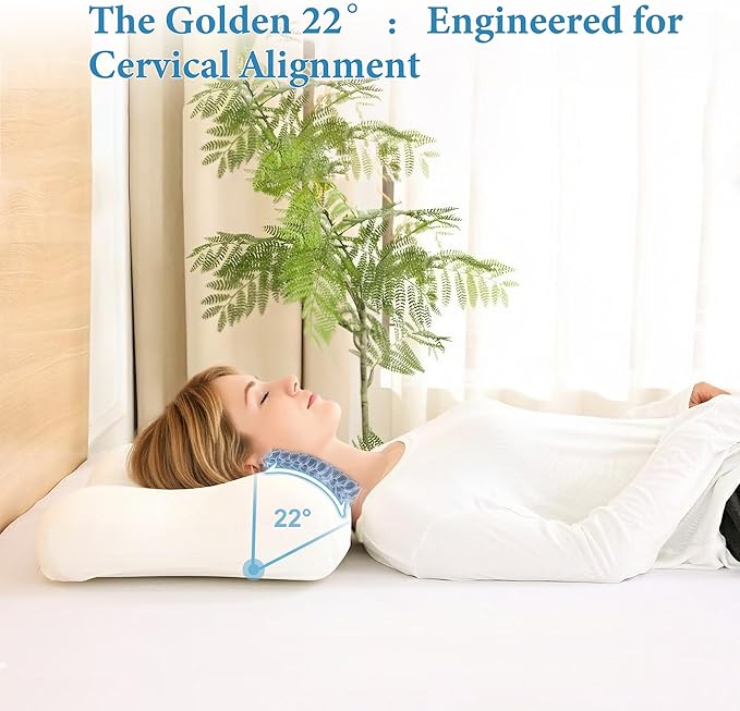 Cervical Neck Pillow for Deep Sleep – Medium Firm Cooling Memory Foam Pillow, Dual Height Ergonomic Contour for Gentle Neck & Shoulder Support, Side Back Stomach Sleepers