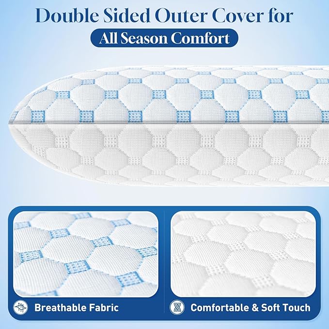 CloudBliss Ultra Slim 3.3” Pillows for Side | Back | Stomach Sleepers, Memory Foam Flat Pillow, Low Profile Sleeper Pillows with Double Sided Comfortable Breathable Pillow Cover, Standard