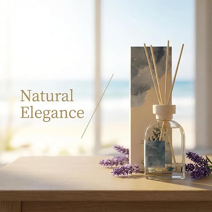 Sea Salt & Sage Reed Diffuser Set, Home Fragrance with Natural Reed Sticks, 5.07 oz, ktyixu, Long-Lasting Aromatherapy Air Freshener for Bathroom, Living Room, Office, Home Decor & Gifting