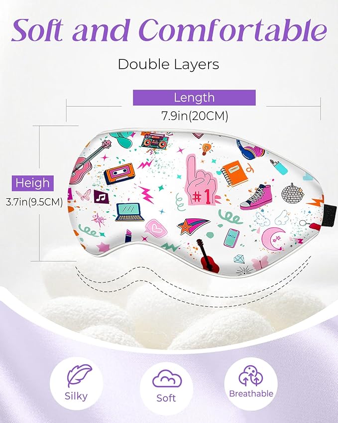 Miss Adola Sleep Mask for Kids - Silk Eye Mask for Sleeping Cute Cartoon Kids Sleep Mask for Boys Girls Teens Soft Smooth Adjustable Straps Silk Kids Eye Cover, TL Element