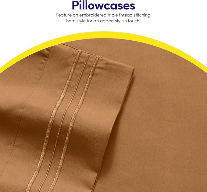 1500 Supreme Collection King Sheet Sets Mocha Brown - Luxury Hotel Bed Sheets and Pillowcase Set for King Mattress - Extra Soft, Elastic Corner Straps, Deep Pocket Sheets, King Mocha Brown