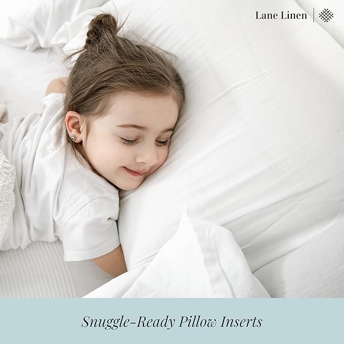 LANE LINEN Bed Pillows Standard Size Set of 2-20"x26" Medium Firm Down Alternative Pillows for Sleeping, Hotel Quality Back Stomach or Side Sleeper Pillow, Cooling Soft Breathable Easy Care - White