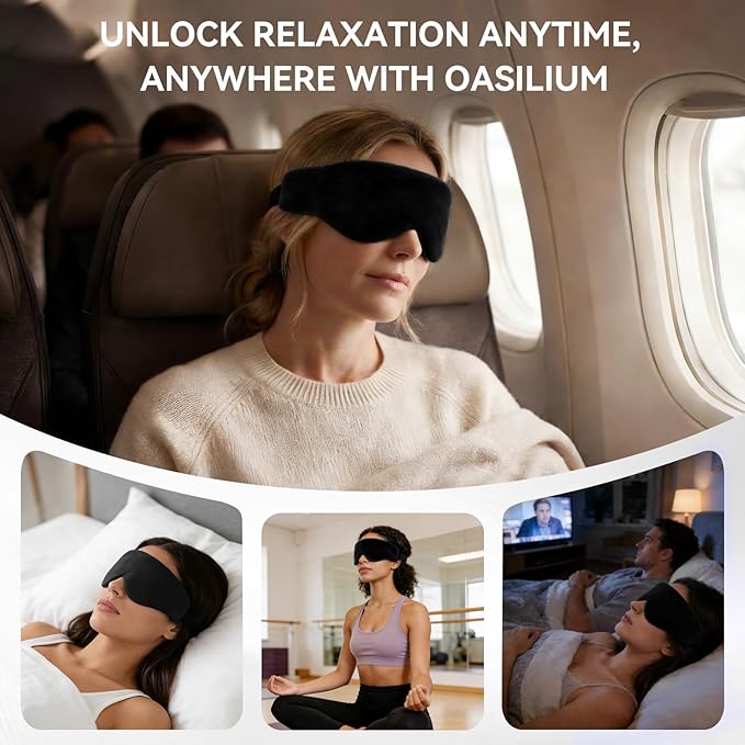 Lyocell Weighted Sleep Eye Mask for Women Men, 7oz or 5.3oz, Removable Washable Weighted Bag, Light Blocking Eye Cover, Soft Eye Shade for Travel Essentials, Office Naps, Gift,Black