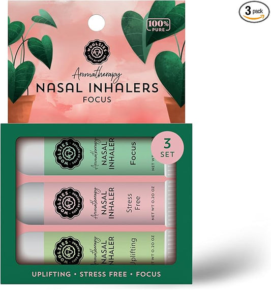 Aromatherapy Nasal Inhaler Sticks Collection - All-Natural Wellness Kit | Made with Undiluted Essential Oil Blends for Overall Well-Being (3 Pack, Focus)