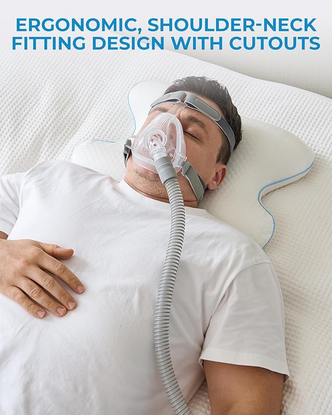 Elviros CPAP Pillow for Side & Back Sleepers, HSA/FSA Portable Travel Sleep Apnea Pillow with Adjustable Height, Reduce Mask Leaks & Pressure,for Camping, Hotels
