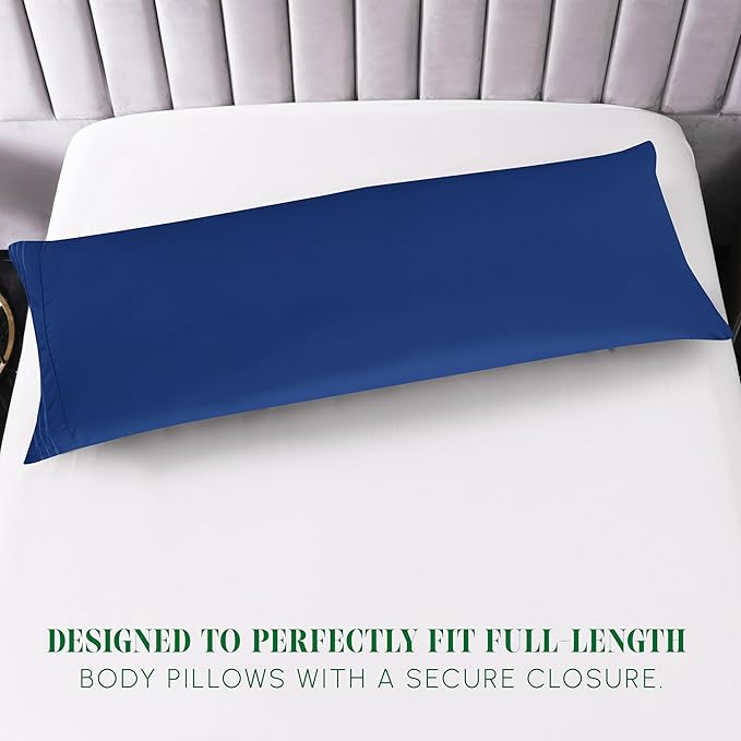 Elegant Comfort Luxury Ultra-Soft 1-Piece Body Pillowcase - 1500 Premium Hotel Quality Microfiber Double Brushed - Wrinkle Resistant, Body Pillowcase Size, Royal Blue