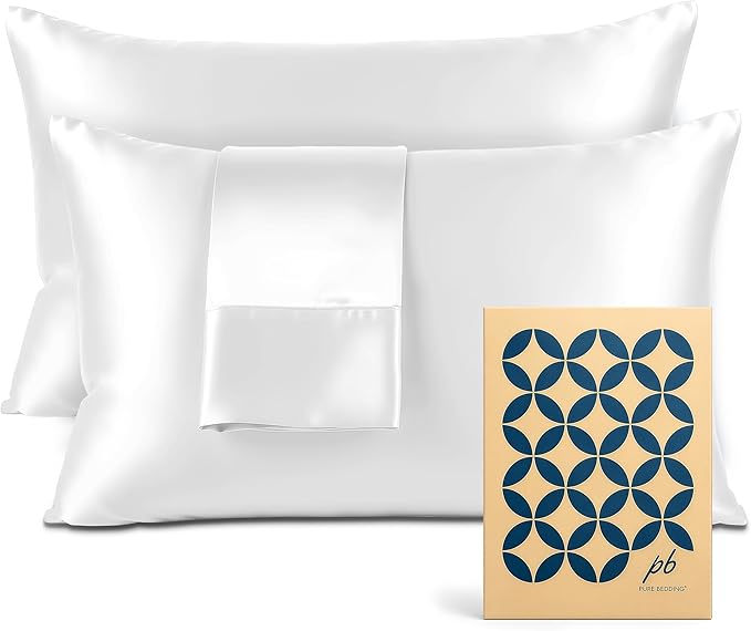 Satin Pillowcase 2 Pack - Queen Size (20"x30", White) - Silky Pillow Cases for Hair and Skin - Satin Pillow Covers with Envelope Closure - Extra Soft Premium Microfiber