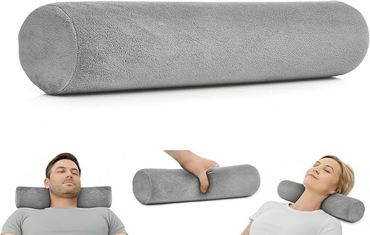 AllSett Health Firm Cervical Neck Roll Memory Foam Pillow, Bolster Pillow, Round Neck Support for Sleeping | Bolster for Bed, Legs, Back and Yoga