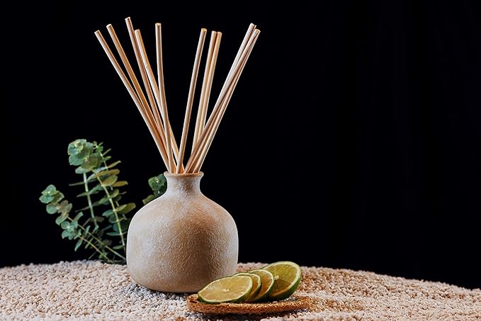 Blueme Focus Wellness Diffuser Oil Refill | Eucalyptus & Lime | 16.91 Fl Oz - Refillable Diffuser, Essential Oils, Ceramic, Rattan Reeds | Large
