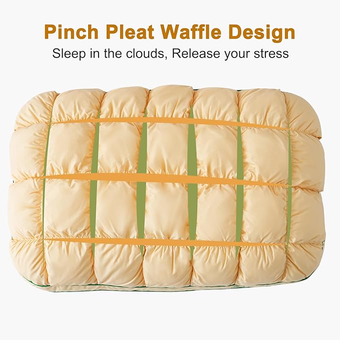 YOUR MOON Fluffy Support Bed Pillow Standard Size, Luxury Hotel Quality Bed Pillows for Side Sleeper, Super Soft Premium Down Alternative Filling Pillow for Sleeping (Yellow)