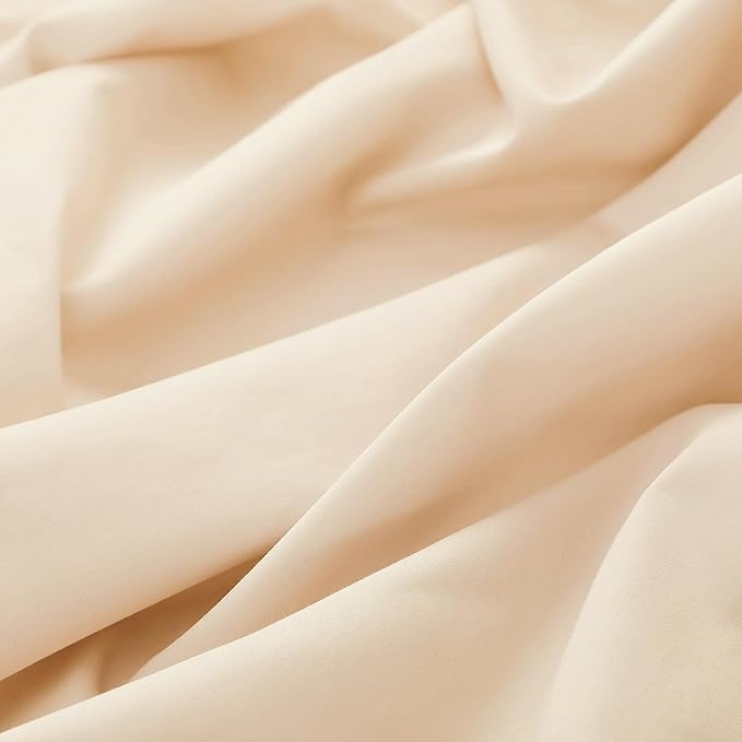 Pillow Protector King Size 100% Egyptian Cotton Pillow Covers, 400 Thread Count Sateen Weave Cooling Pillow Cases with Zipper Hidden, Breathable Non Noisy Easy Care, Set of 2 (Beige)
