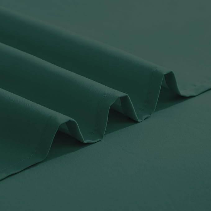 Elegant Comfort Luxurious 1500 Premium Hotel Quality Microfiber Three Line Embroidered Softest 4-Piece Bed Sheet Set, Wrinkle and Fade Resistant, Queen, Hunter Green