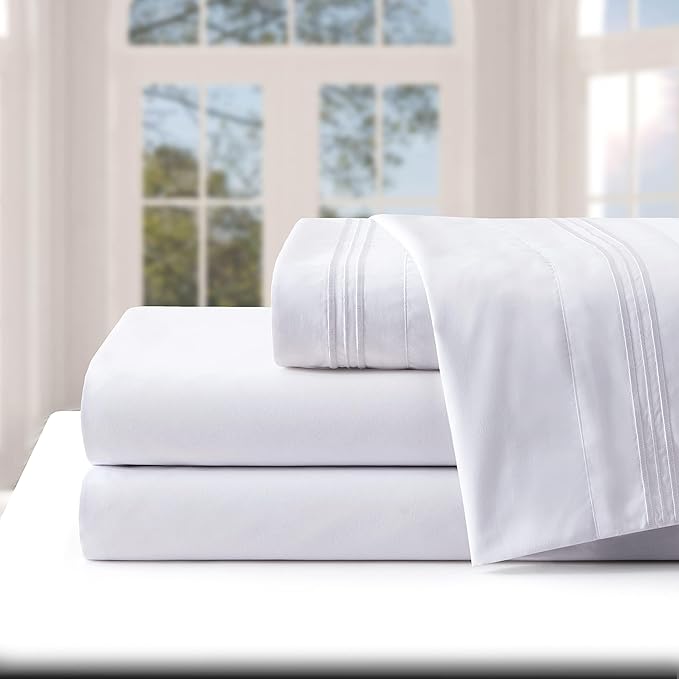 Manyshofu Extra Deep Pocket Twin Sheets Set - Hotel Luxury 1800 Thread Count Sheets & Pillowcases - Kids Bedding Set up to 24" Mattress - Pure White Bed Sheets 18-24 Inch Deep Pockets - 3 Piece