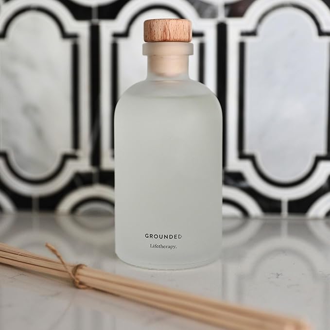 Lifetherapy Grounded Reed Diffuser, 8 oz - Inspiring Fragrance Scent, Natural Essential Oils, Ideal for Home or Office