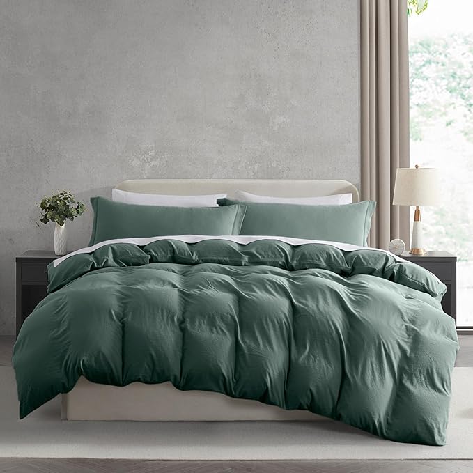 Nestl Twin Duvet Cover Set - Soft Double Brushed Forest Green Duvet Cover Twin/Twin XL, 2 Piece, with Zipper Closure, 1 Duvet Cover 68x90 inches and 1 Pillow Sham