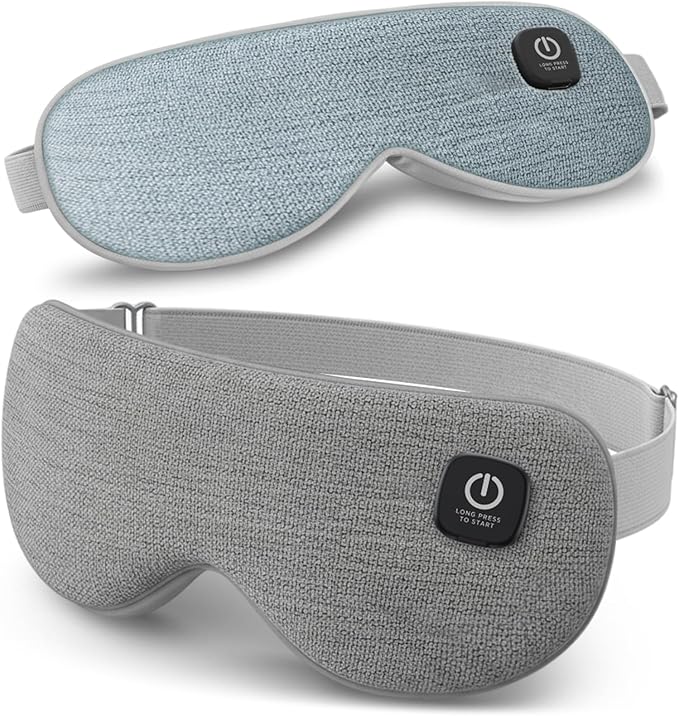 Heated Eye Mask - Cordless Eye Mask for Dry Eyes, Eye Relief, Improved Sleep, 4 Temperature, Washable Eye Heating Pad for Travel and with Replaceable Shell, Dark Gray&Blue