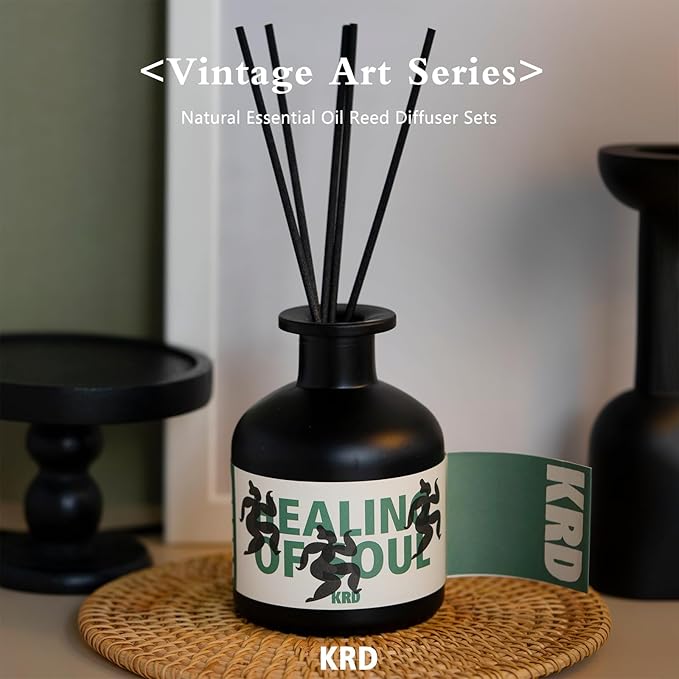 KRD Coconut Lychee Large Reed Diffuser, 8.45 fl oz Tropical Fruit Scented Oil, Long Lasting Home Decor Fragrance for Summer