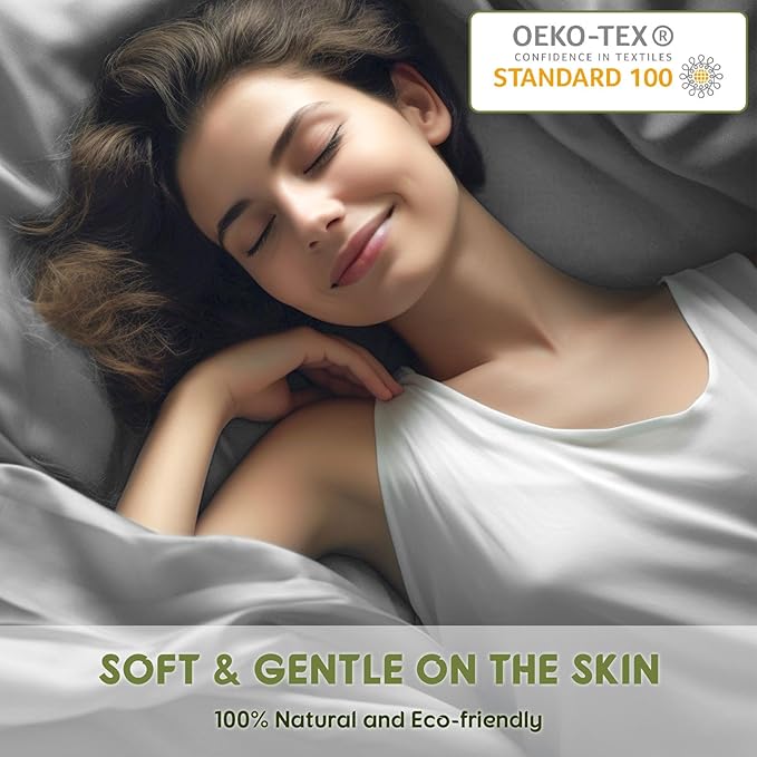 SONORO KATE 100% Egyptian Cotton Sheets King Size - 600 Thread Count, Luxury Hotel Sateen Weave Bedding Set, Soft Breathable Sheet Sets, 16" Deep Pocket - 4 PC(Grey,King)