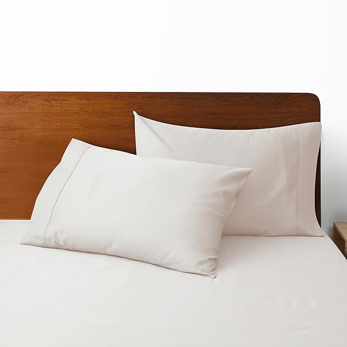 100% Egyptian Cotton Pillow Cases Set of 2, Standard Size 400 Thread Count Cooling Pillowcases, Soft and Breathable Pillow Covers with Envelope Closure, 20x26 Inches (Standard, Light Beige)