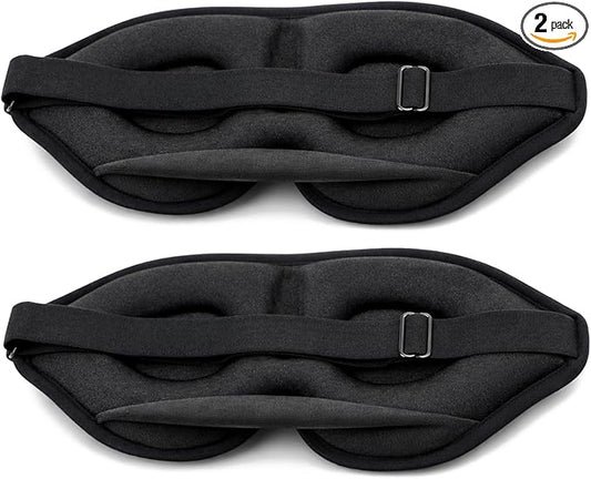 2 Pack Sleep Masks 3D Contoured Eye Mask for Sleeping Upgraded Slanted Nose Wing Light-Blocking Fits Side Sleepers