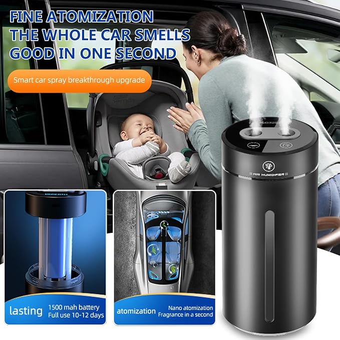 Smart Car Air Freshener,Car Air Freshener Diffuser with Humidifier, Auto On/Off,3 Mode Adjustable (Purple, L)