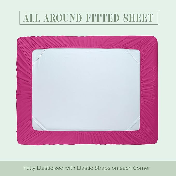 Elegant Comfort Luxury 1500 Premium Hotel Quality Microfiber 4-Piece Sheet Set - Soft, All Around Elastic 18-24 Inches Deep Fitted Sheet - Extra Deep Pocket Sheets, California King, Hot Pink