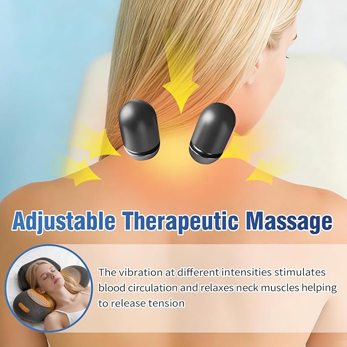 JEDAWN 3-in-1 Heated Back & Neck Massager w/Posture Correction - Deep Tissue Pain Relief for Hump Back,Shoulder, Cervical Spine,Portable Memory Foam Design Gift
