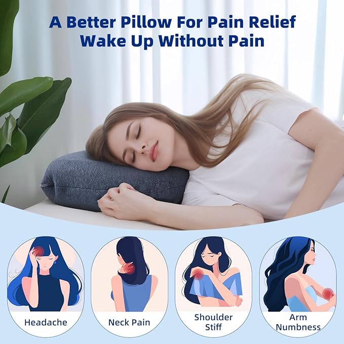 King Adjustable Memory Foam Pillow - 4 Height from 1.2 to 4.8in, CertiPUR-US Cervical Pillow for Neck Pain Relief, Neck Support Pillow for Side Sleepers, Back/Stomach Sleepers, a Removable Cover
