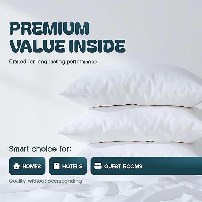 White Classic Zippered Style Pillow Case Cover - Luxury Collection 200 Thread Count, Soft Quiet Zippered Pillow Protectors, Standard Size, 6 Pack Pillow Shams