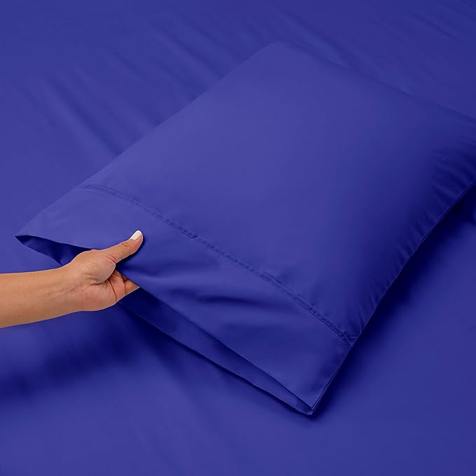 Nestl Bed Linen Set, Royal Blue, Deep Pocket King Size Sheets, 4 Piece Set