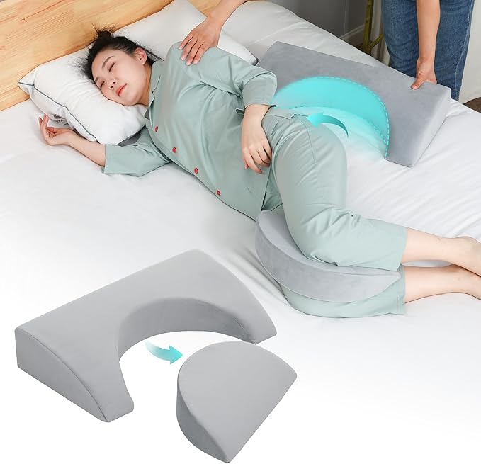 Wedge Pillow for Side Sleeping, Bed Wedge Pillows for Back Pain Relief & Post Surgery, Bedsore Pressure Relief Pillow, Wedges & Body Positioners Pillow for Seniors, Pregnancy, Adult(2IN1)