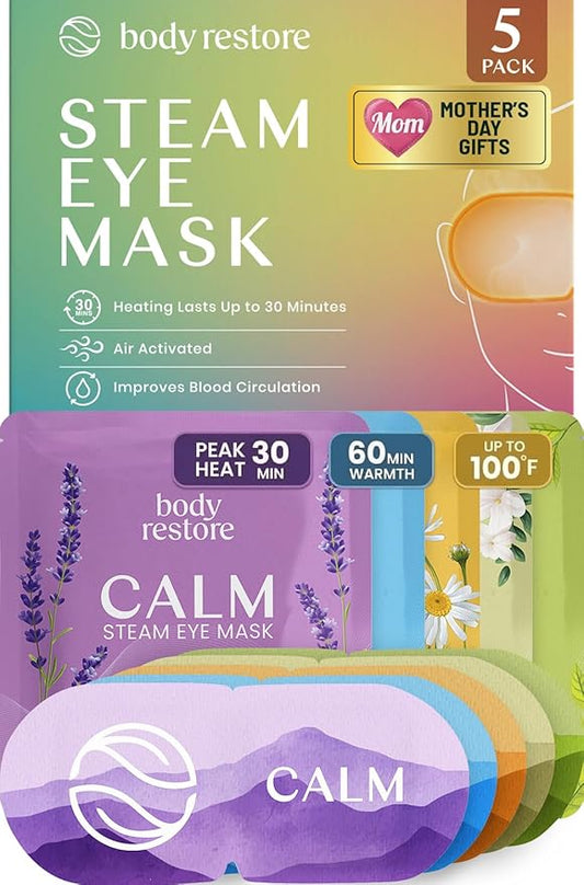 Body Restore Heated Eye Mask for Dry Eyes 5 Pack – Mothers Day Gifts for Mom, Self Heating Warm Compress, Birthday Gifts for Women, Relaxation – Variety