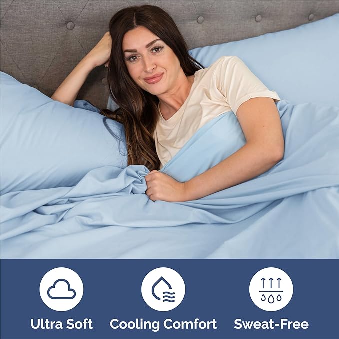 King 6 Piece Sheet Set - Comfy, Breathable & Cooling - Hotel Luxury Bedding for Women, Men, Kids, Teens & Children - 1 Flat & 1 Fitted Sheet & 4 Pillowcases w/ Deep Pockets - Wrinkle Free - Baby Blue