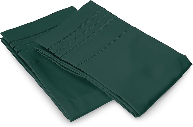 Elegant Comfort Luxury Ultra-Soft 2-Piece Pillowcase Set - 1500 Premium Hotel Quality Microfiber Double Brushed - Wrinkle Resistant, King Size, Hunter Green