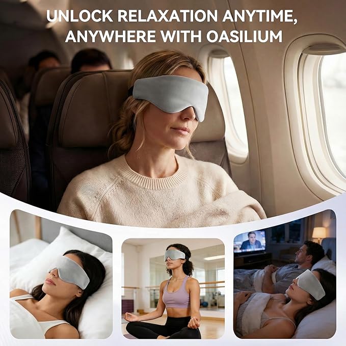Lyocell Weighted Sleep Eye Mask for Women Men, 5.3oz & 7oz, Removable Washable Weighted Bag, Light Blocking Eye Cover, Soft Eye Shade for Travel Essentials, Office Naps, Gift,Grey