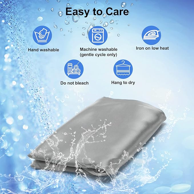 Satin Pillowcase for Contour Memory Foam Pillows, 20" x 12.6" x 4.1"/3.2" Cervical Pillow Case, Soft Covers with Envelop Closure (Grey)
